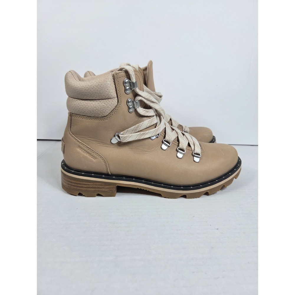 Sorel Leather Honest Beige Lenox Hiker Tie Up Ankle Shoes Boots Women Sz  10.5